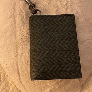 Coach Black & Gray Chevron/Zig Zag Lanyard Card Case